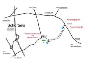 Hier auf dem Plan erkennst Du die Lage dieser wohl „besonderen Straße: Die Ortsteile Ostiem und Accum verbindend schlängelt sie sich von Barkel nach Glarum.